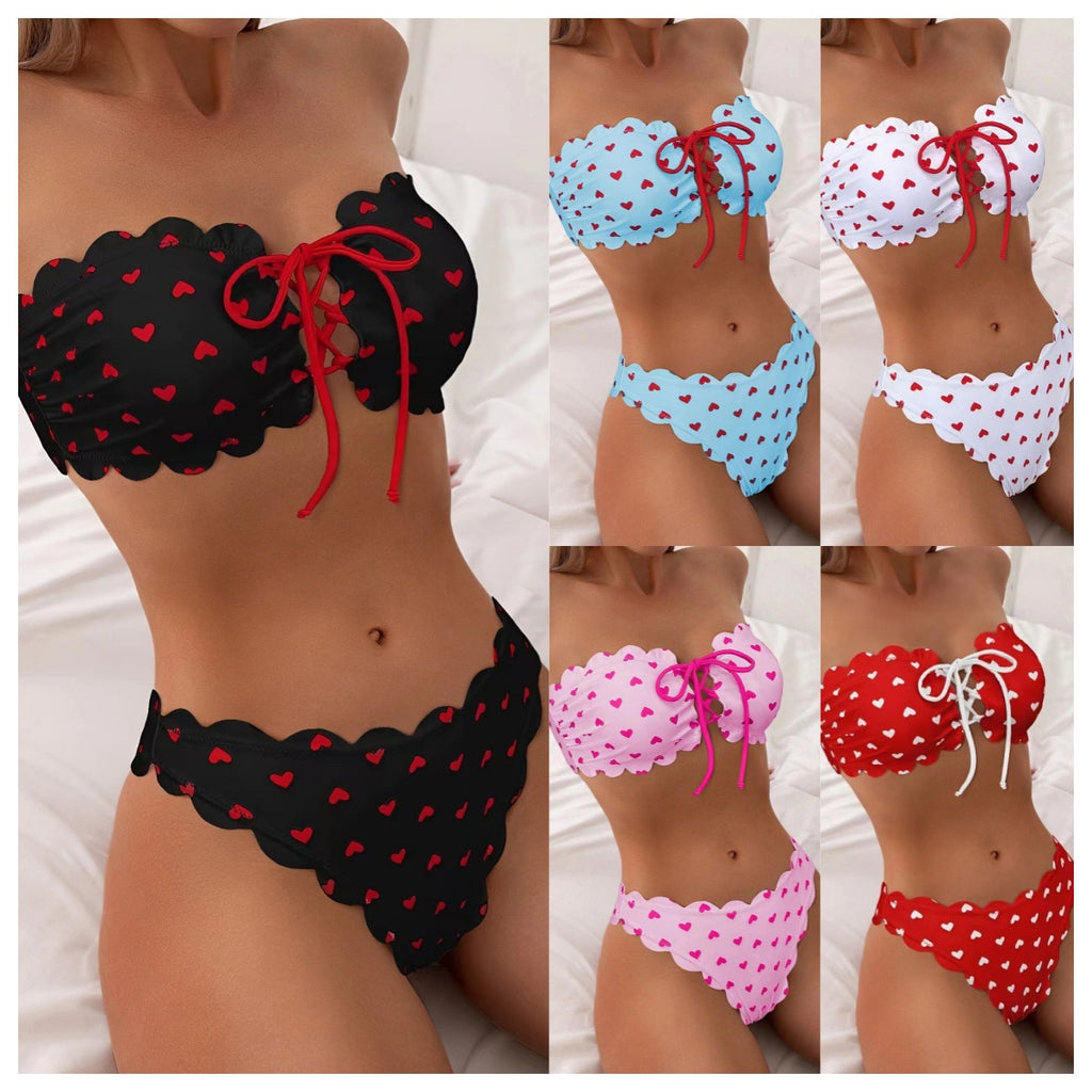 Heart Bikini With Tie-up Drawstring