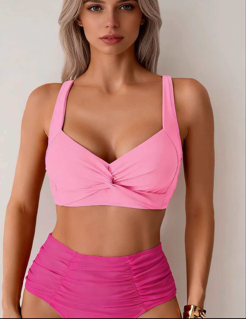 Feminine High-waisted Two-piece Swimsuit