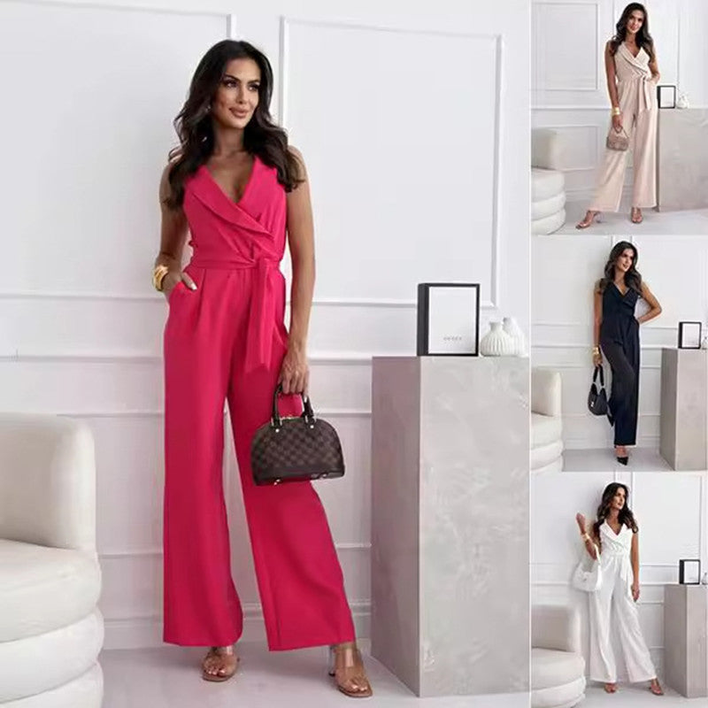 V-neck Sleeveless Jumpsuit