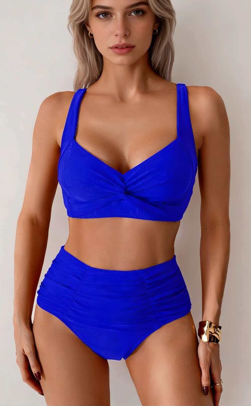 Feminine High-waisted Two-piece Swimsuit