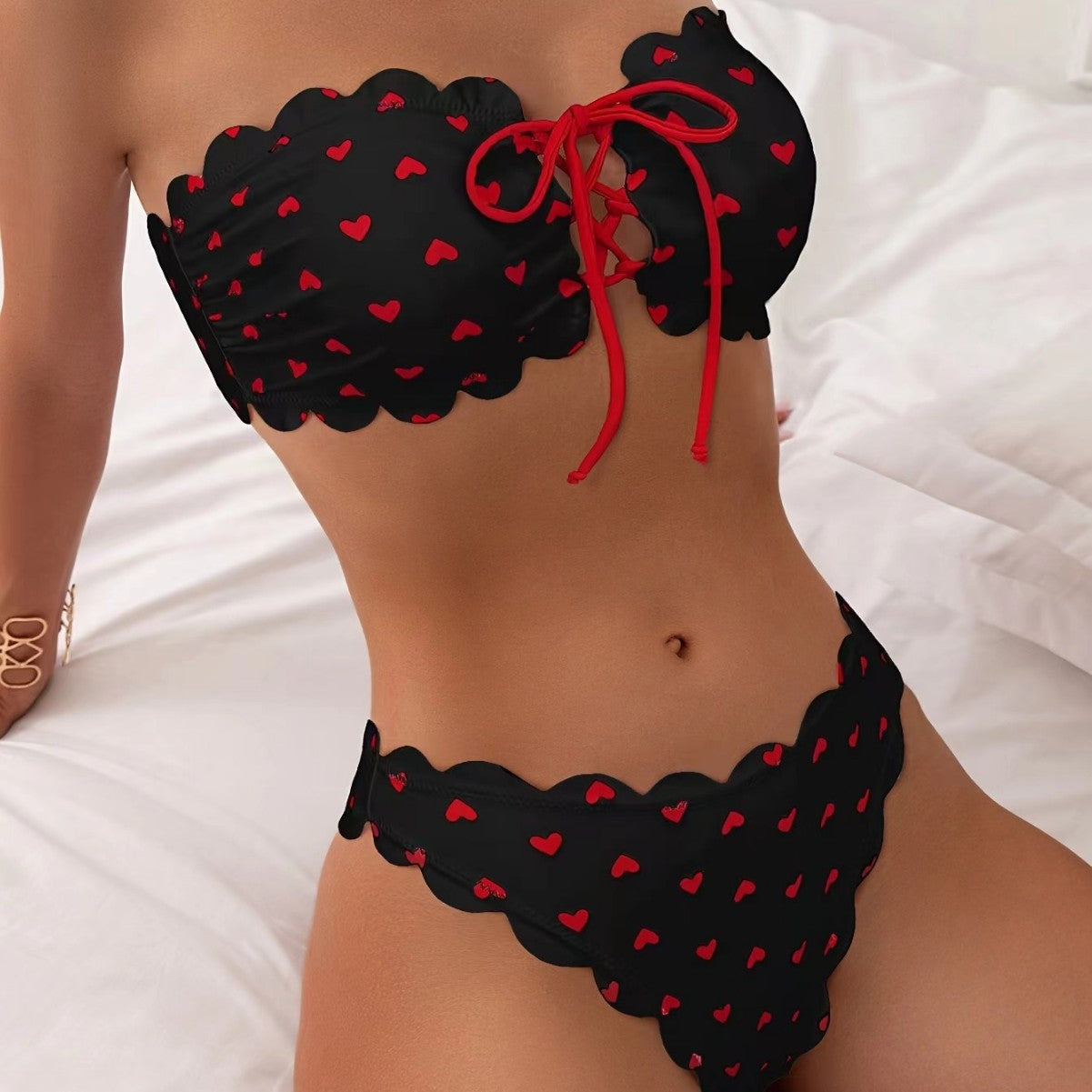 Heart Bikini With Tie-up Drawstring