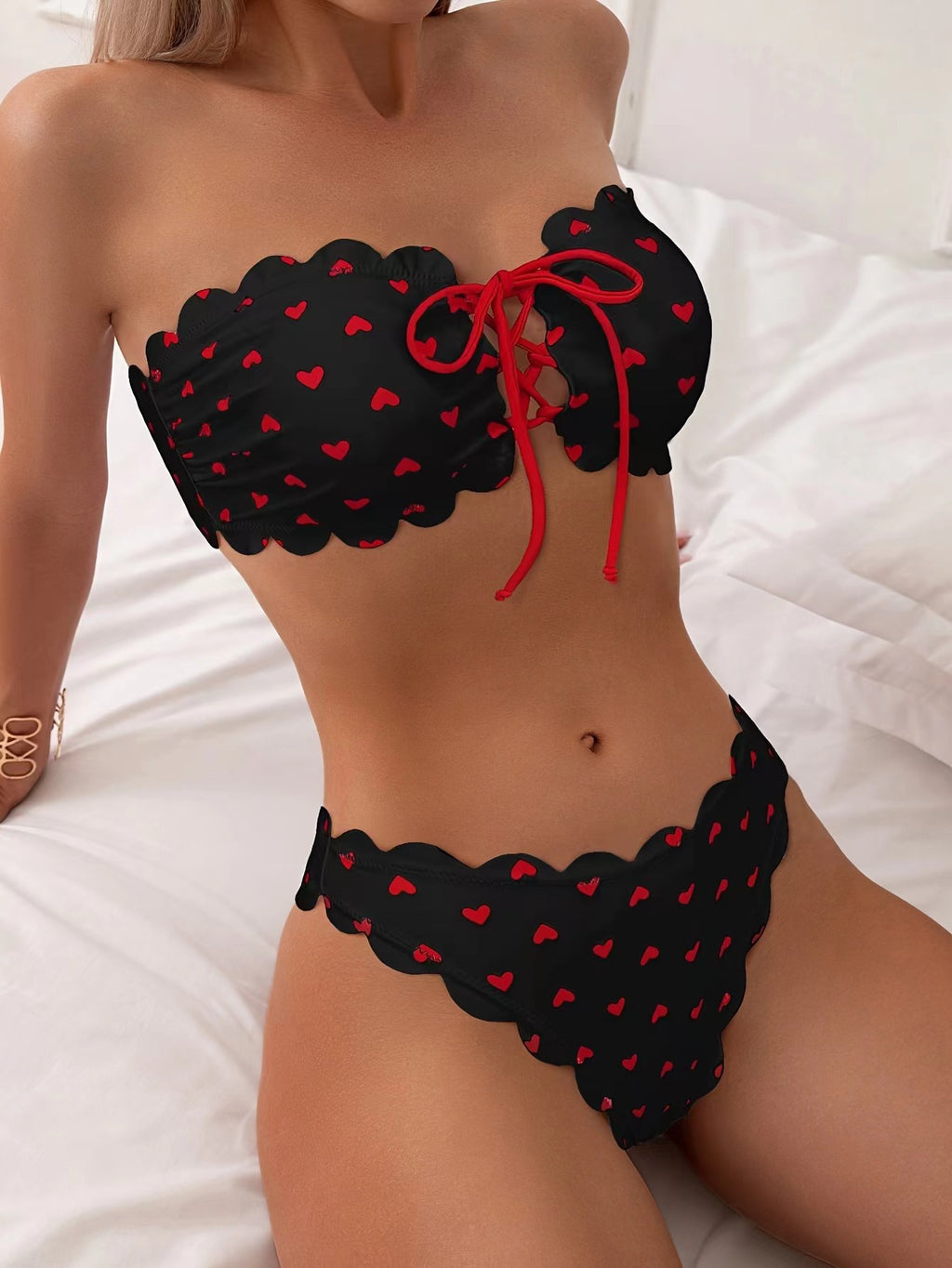 Heart Bikini With Tie-up Drawstring
