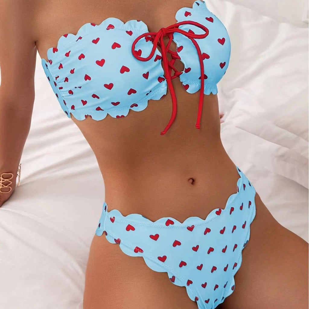 Heart Bikini With Tie-up Drawstring