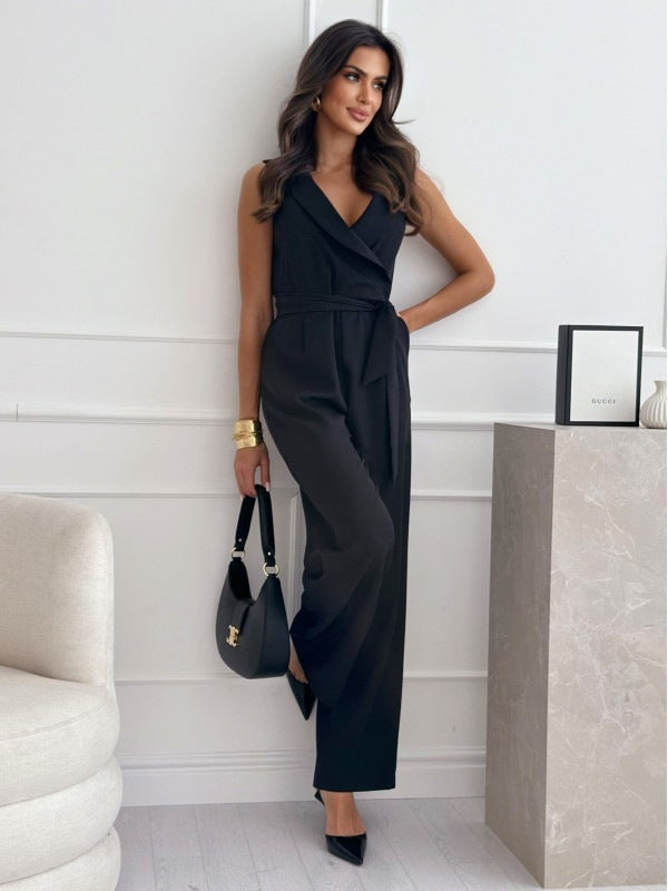 V-neck Sleeveless Jumpsuit