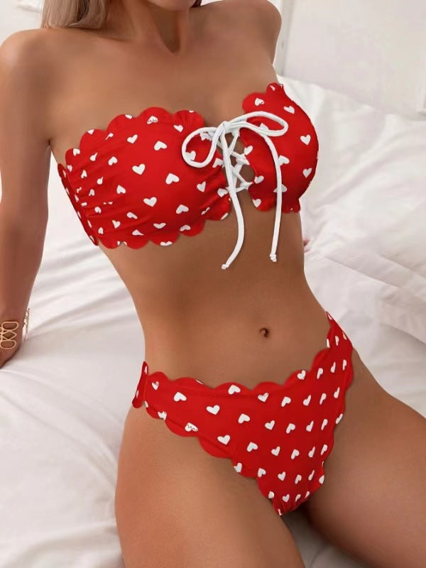 Heart Bikini With Tie-up Drawstring