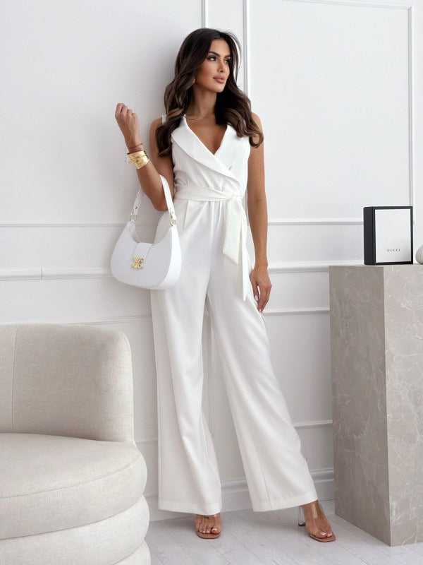 V-neck Sleeveless Jumpsuit